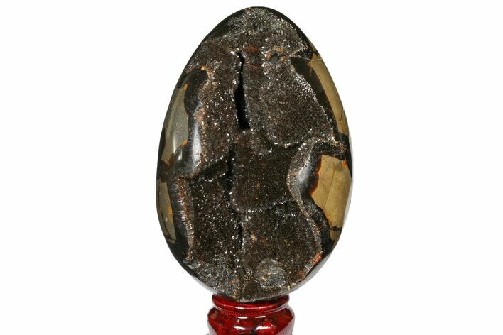 Septarian Dragon Egg Geode - Black Crystals #120889